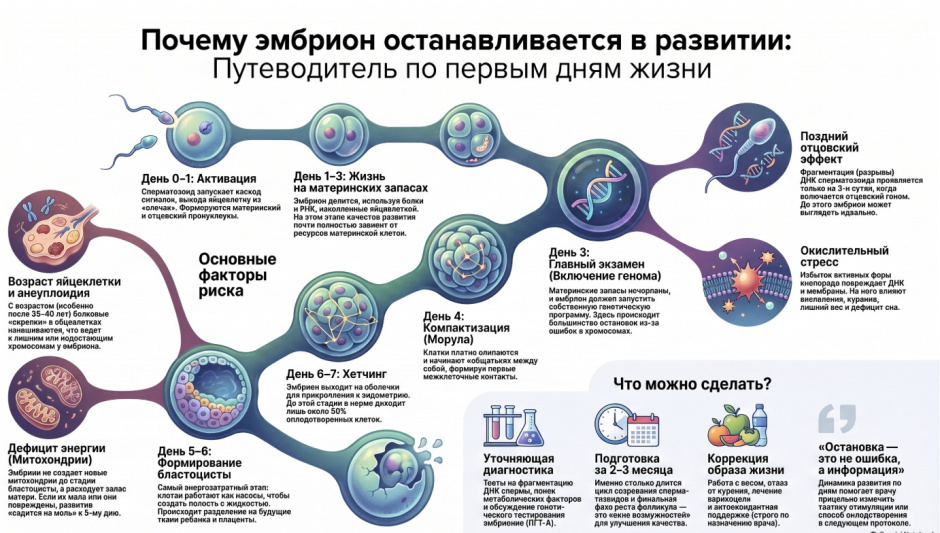 Почему эмбрион останавливается в развитии